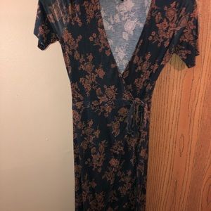 Green printed wrap maxi dress. Medium/gently worn.